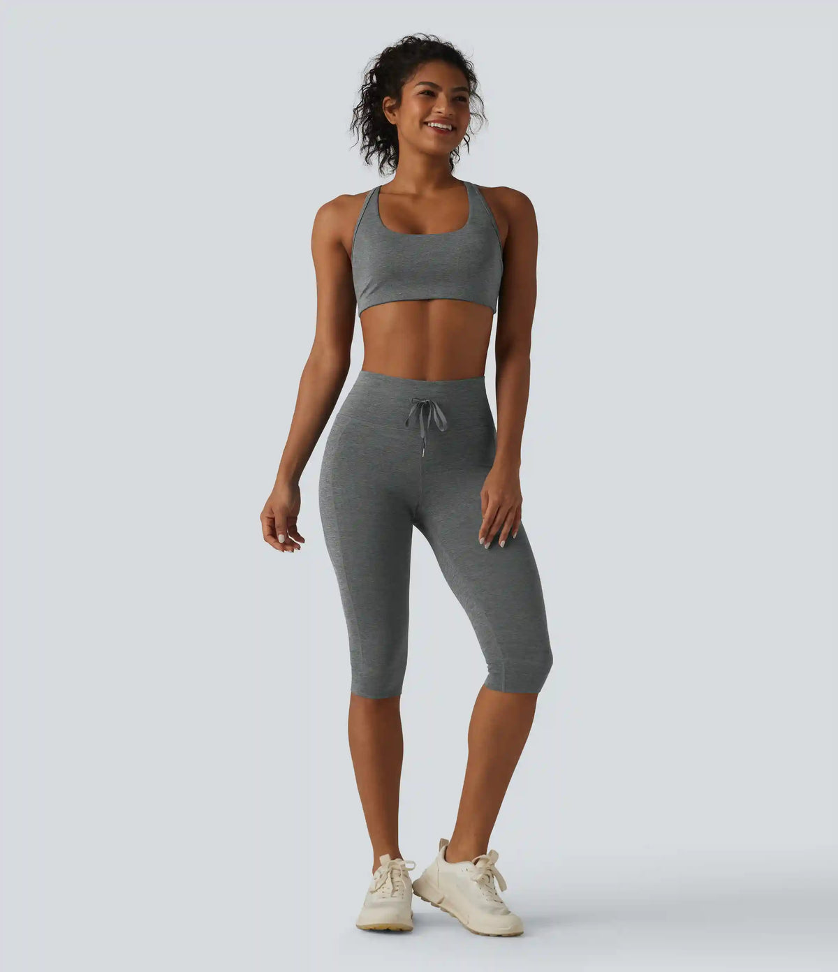Halara UltraSculpt™ Heathered High Waisted Drawstring Quick Dry Pedal Pusher Yoga Leggings with Pockets