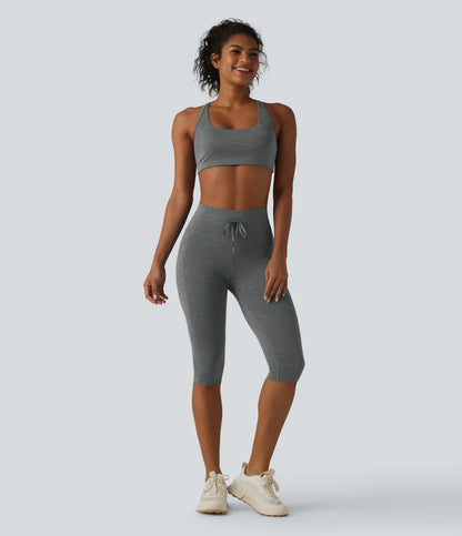 Halara UltraSculpt™ Heathered High Waisted Drawstring Quick Dry Pedal Pusher Yoga Leggings with Pockets