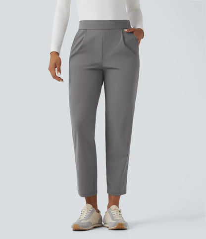 High Waisted Quick Dry Travel Tapered Pants with Pockets