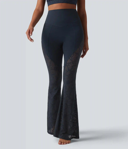 Halara UltraSculpt™ High Waisted Tummy Control Contrast Lace Yoga Flare Leggings with Pockets