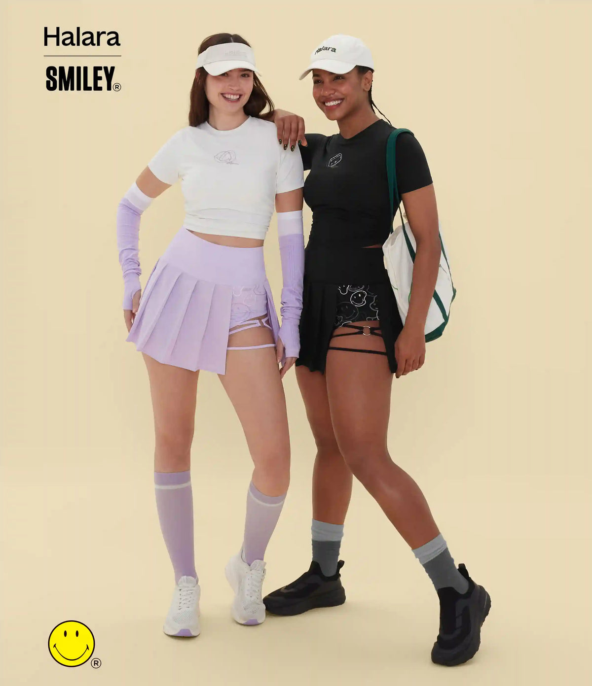 Halara X Smiley® Breezeful™ High Waisted Pleated 2-in-1 Asymmetric Hem Quick Dry Mini Dance Skirt with Pockets