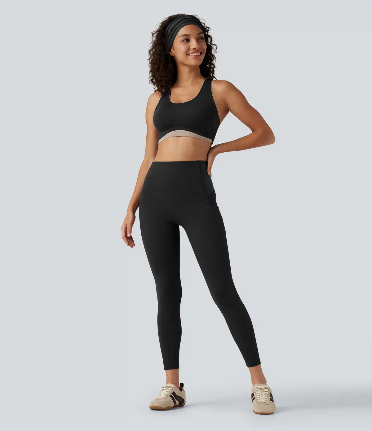 Halara UltraSculpt™ High Waisted Tummy Control Stretchy PU Yoga Leggings with Pockets