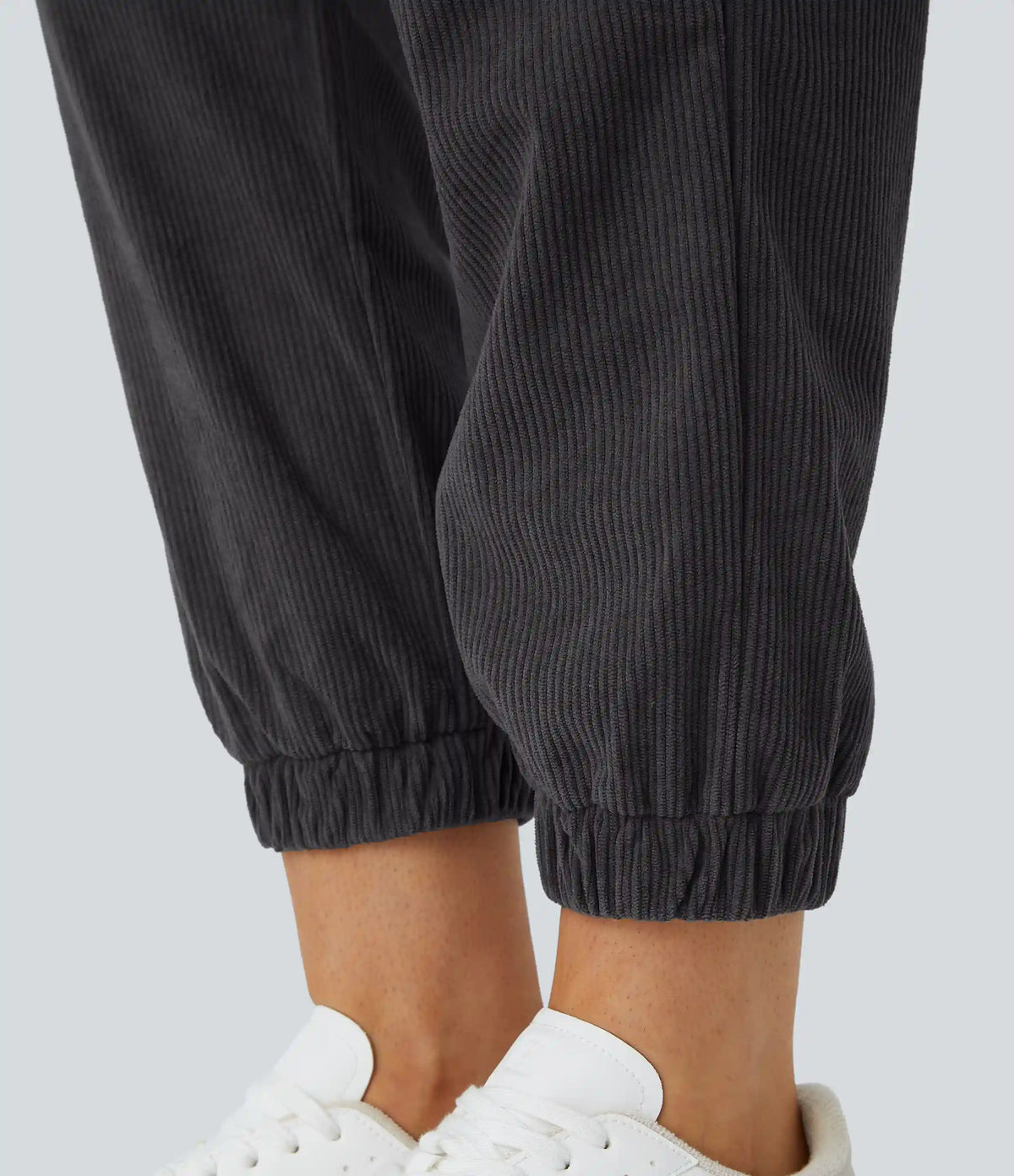 Mid Rise Zipper Pockets Corduroy Casual Joggers