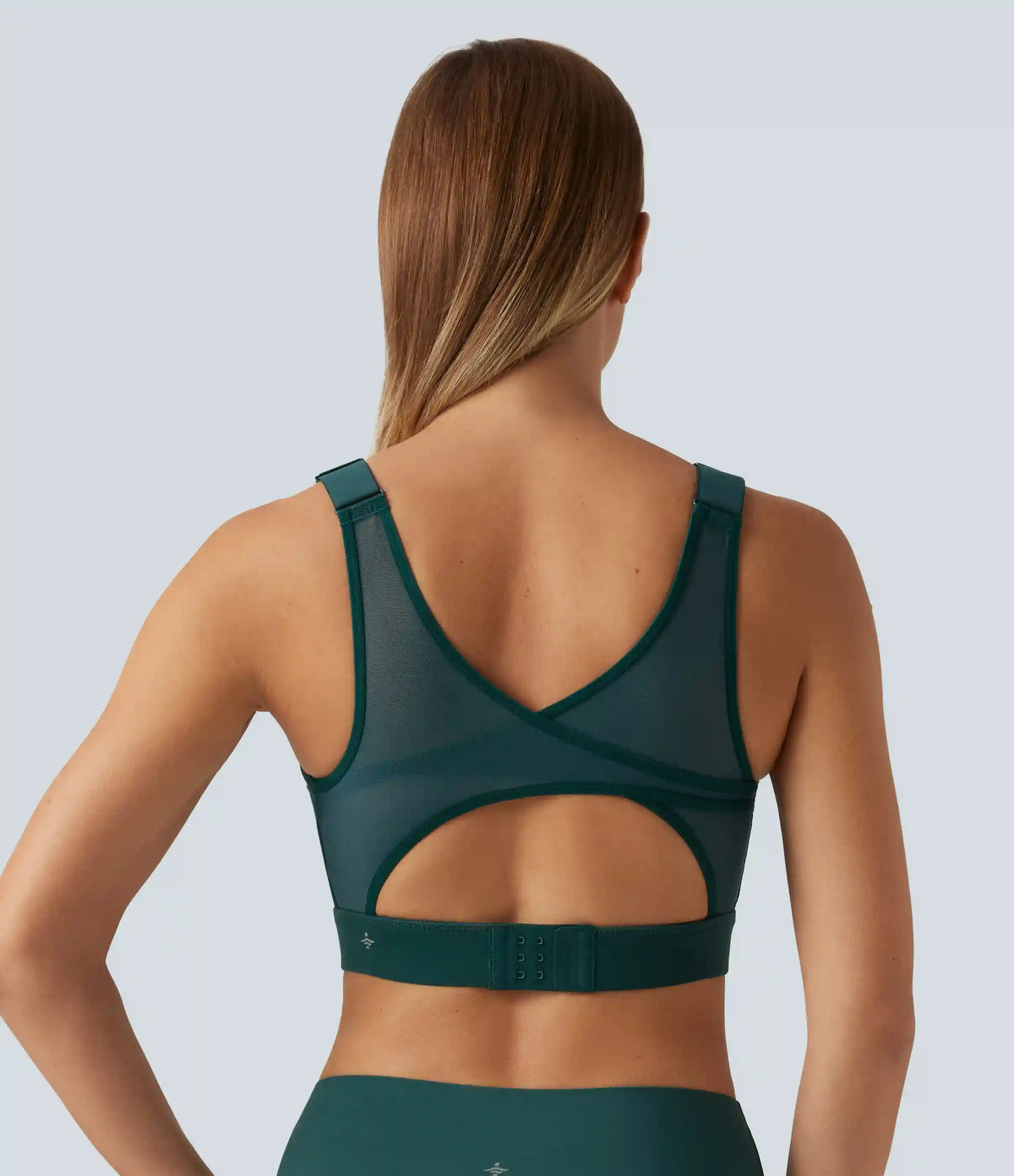 Halara UltraSculpt™ Medium Support Round Neck Contrast Mesh Running Sports Bra with Built-in Bra