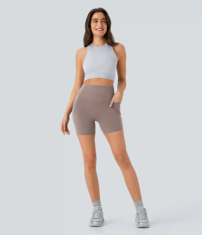 Halara UltraSculpt™ High Waisted Scrunch Butt Lifting Tummy Control Pocket Shaping Workout Biker Shorts 5''
