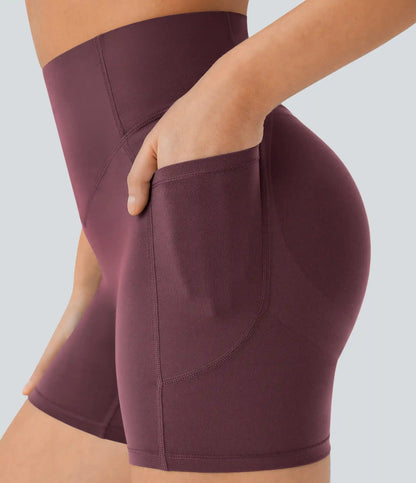 Halara UltraSculpt™ High Waisted Scrunch Butt Lifting Tummy Control Pocket Shaping Workout Biker Shorts 5''