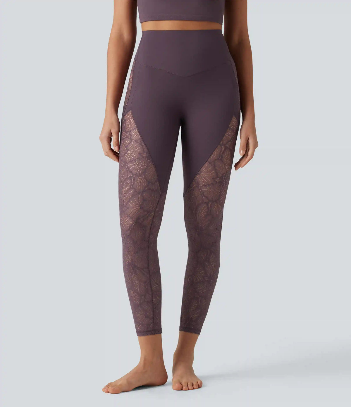 Halara UltraSculpt™ High Waisted Tummy Control Contrast Lace Yoga 7/8 Leggings with Pocket