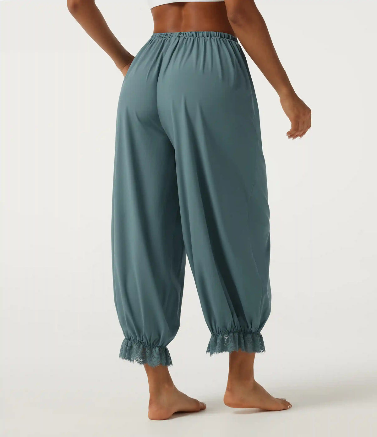 Breezeful™ High Waisted Drawstring Contrast Lace Quick Dry Dance with Pockets