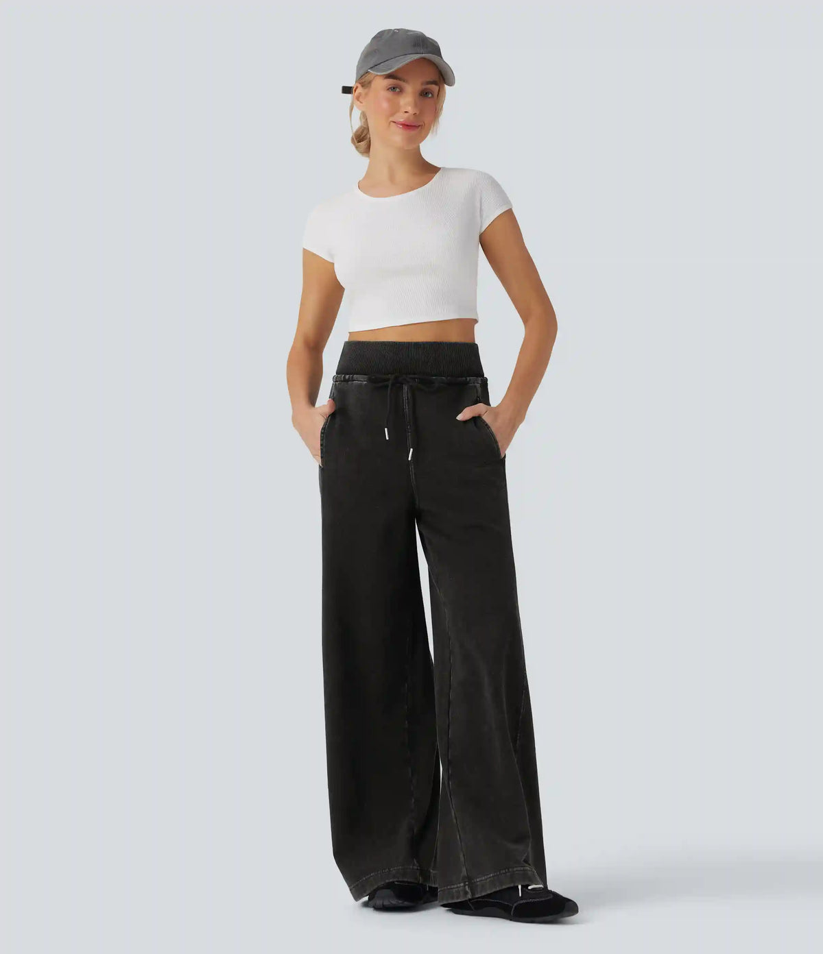 Halara Flex™ High Waisted Drawstring Casual French Terry Baggy Sweatpants Jeans with Pockets