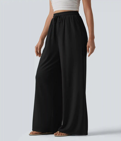 High Waisted Drawstring Baggy Pants with Pockets