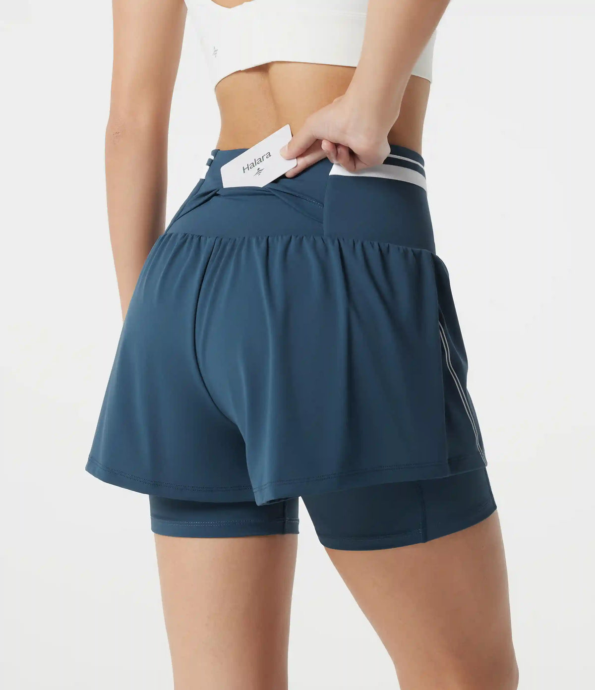 SoftlyZero™ Airy Reflective Super High Waisted Tummy Control 2-in-1 Cool Touch Workout Shorts 5'' with Pockets