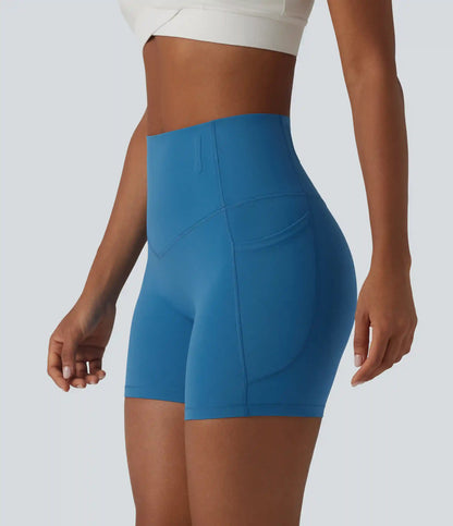 Halara UltraSculpt™ High Waisted Anti-Roll Tummy Control Shaping Workout Biker Shorts 5'' with Pockets