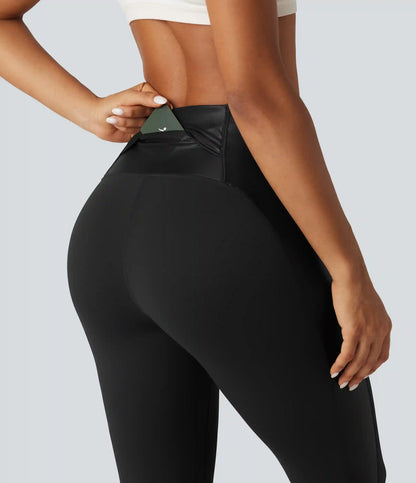 Halara UltraSculpt™ High Waisted Stretchy PU Tummy Control Yoga Leggings with Pocket