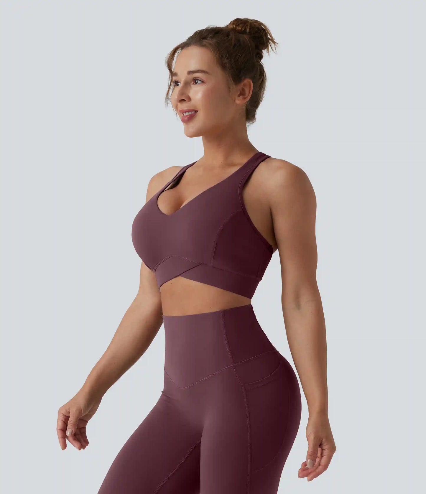 Halara UltraSculpt™ Light Support V Neck Racerback Running Sports Bra DD-F Cups