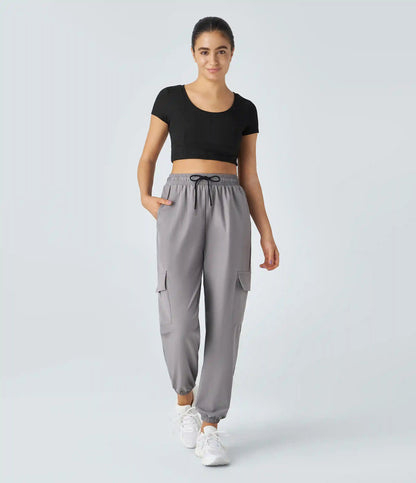 Mid Rise Drawstring Pocket Casual Cargo Joggers