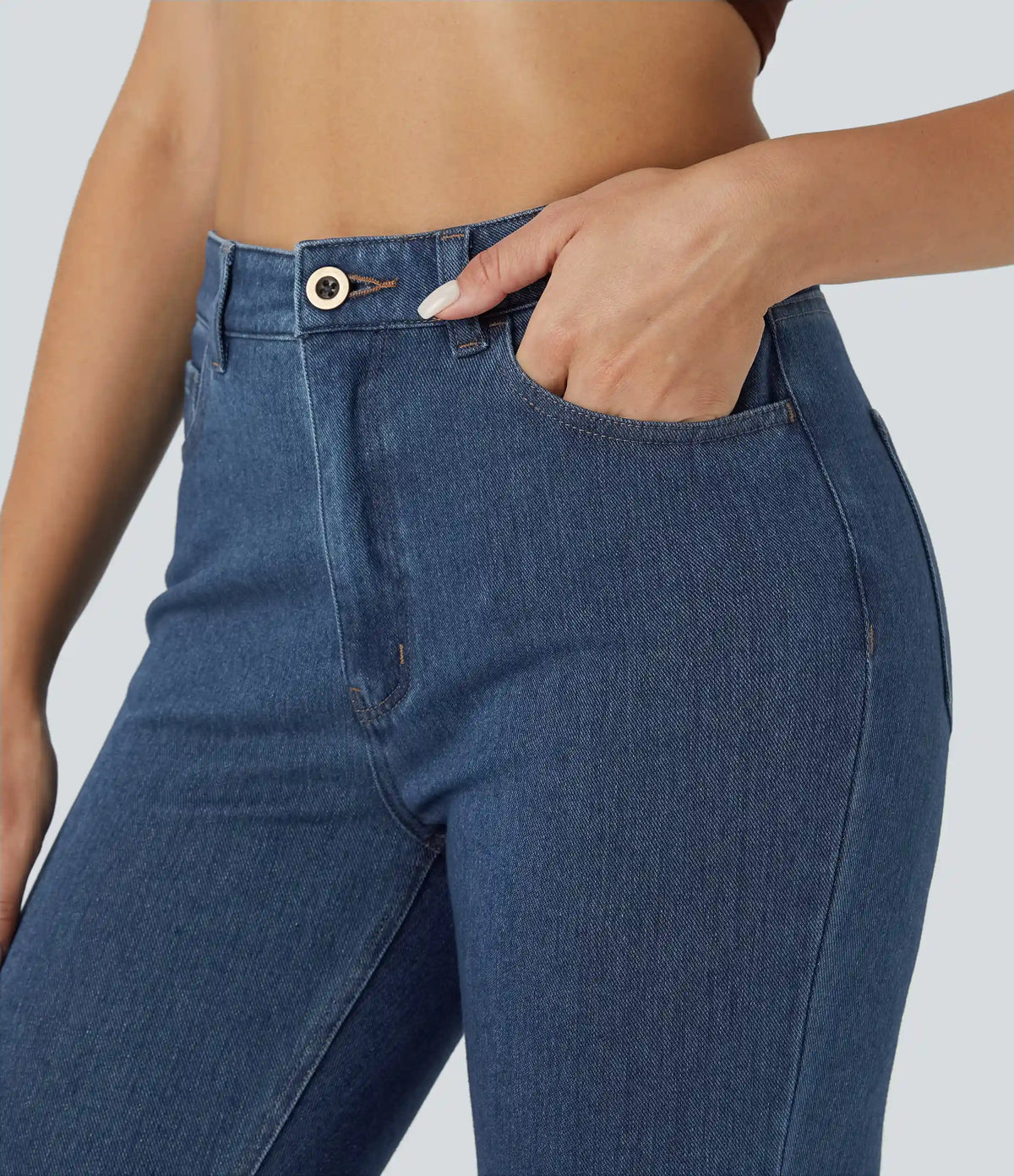 Halara Flex™ High Waisted Zipper Pockets Casual Jeans