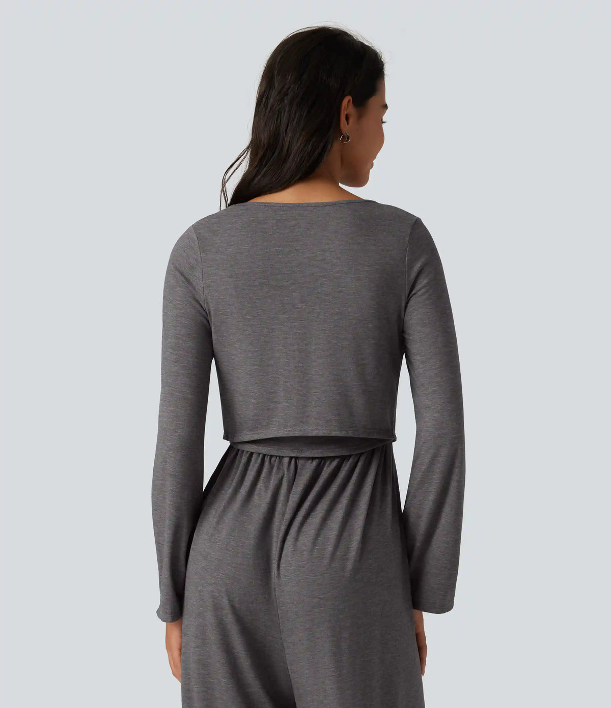 V Neck Tie Front Long Sleeve Casual Top