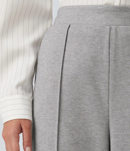 High Waisted Pintuck Tapered Work Pants with Pockets