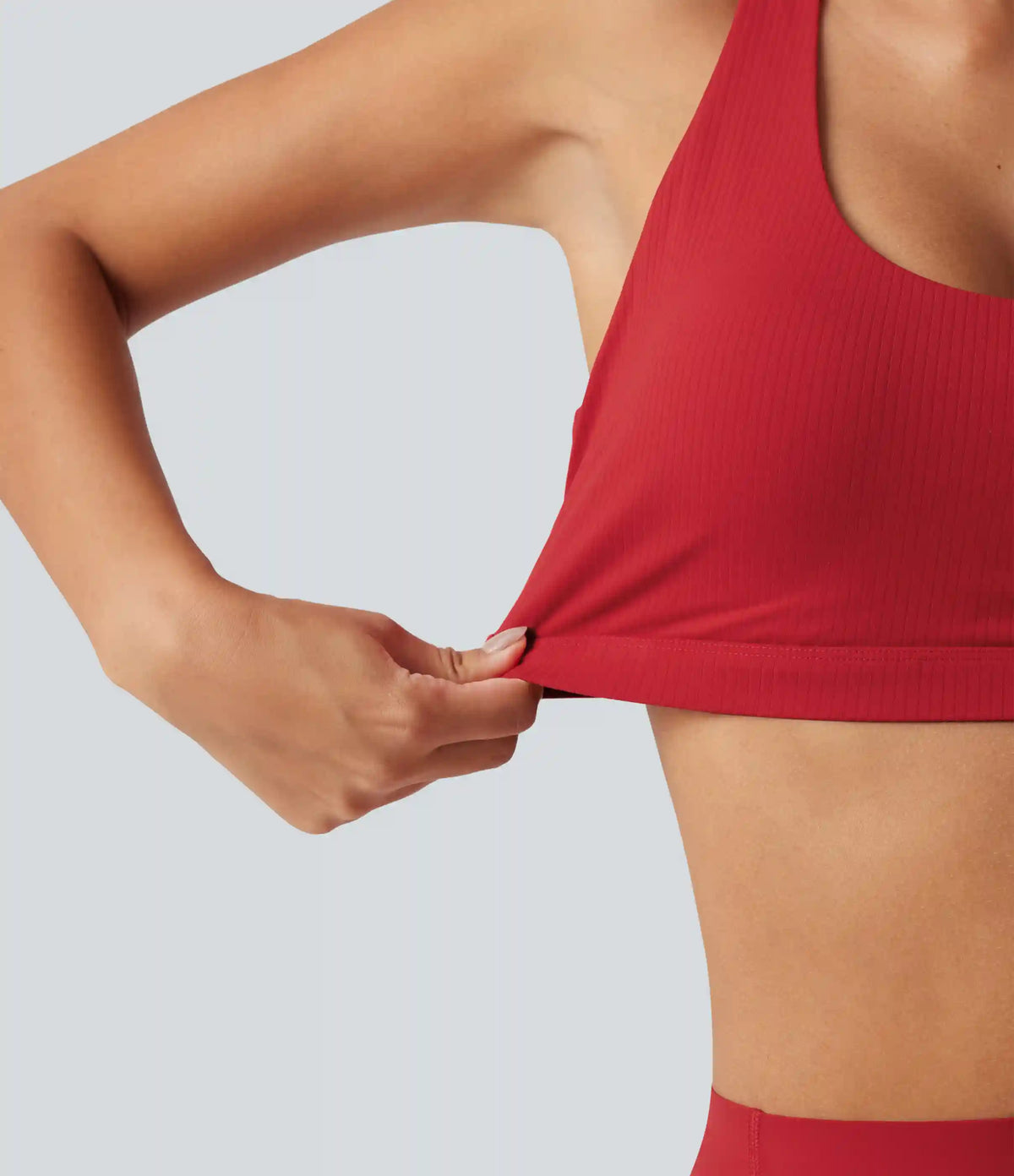 Halara UltraSculpt™ Ribbed Low Support Asymmetric Cut Out Built-in Bra Running Sports Bra