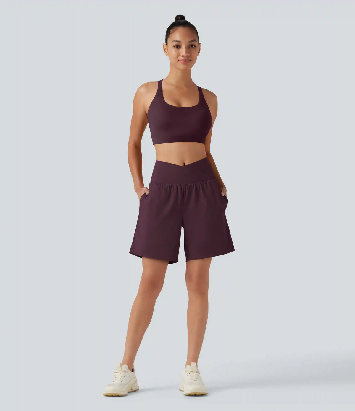 SoftlyZero™ Airy Crossover High Waisted 2-in-1 InstantCool Yoga Shorts 7'' with Pockets
