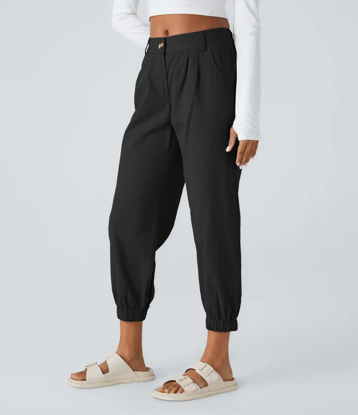 Mid Rise Casual Joggers with Pockets