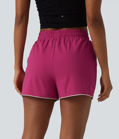 High Waisted Drawstring Quick Dry InstantCool Workout Shorts 3'' with Pockets-UPF40+