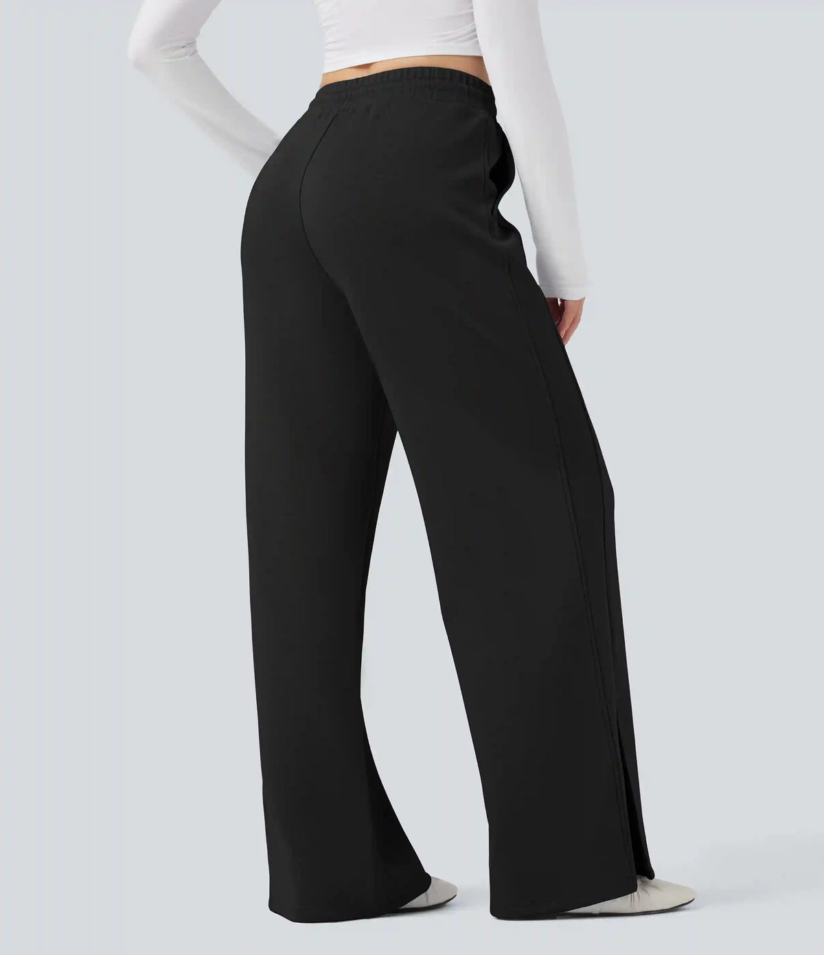 High Waisted Drawstring Casual Pants with Pockets