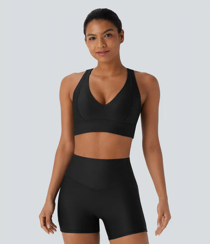 Light Support Sheen Yoga Sports Bra A-D Cups