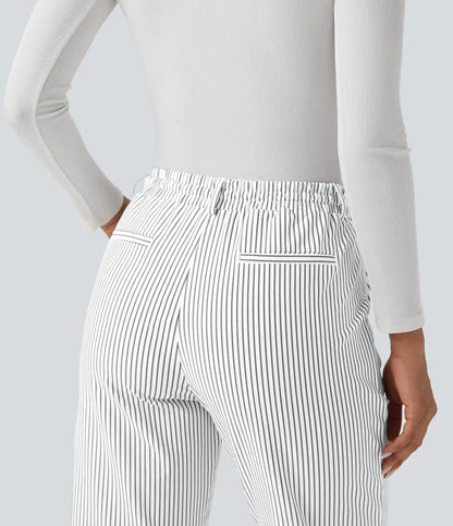 Halara Flex™ Mid Rise Drawstring Tapered Stripe Work Pants with Pockets