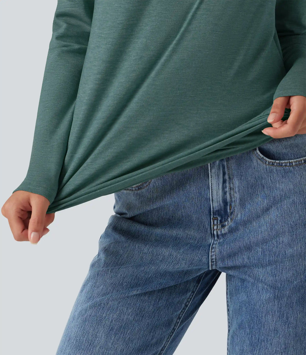 V Neck Ruched Long Sleeve Casual Top