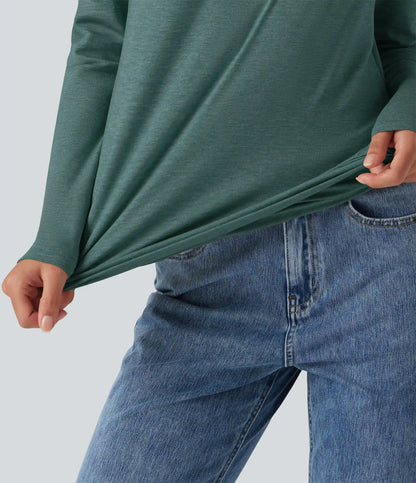 V Neck Ruched Long Sleeve Casual Top