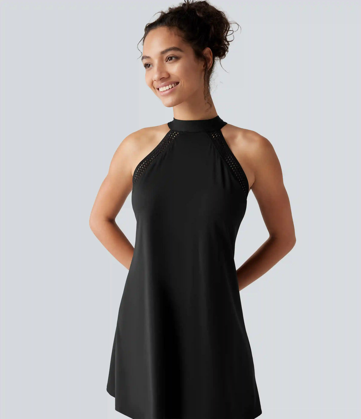 SoftlyZero™ Airy Tie Back Built-in Bra 2-in-1 InstantCool Mini Yoga Active Dress with Pocket-Longer Length