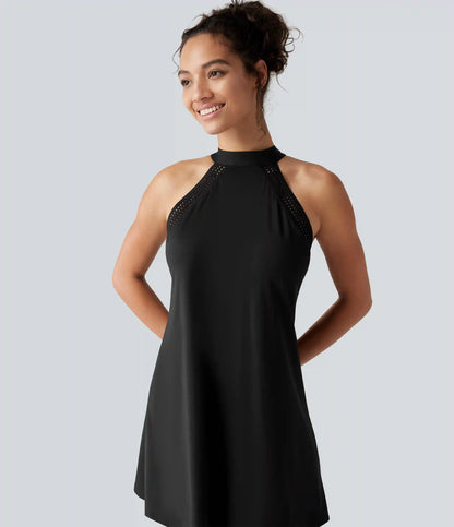 SoftlyZero™ Airy Tie Back Built-in Bra 2-in-1 InstantCool Mini Yoga Active Dress with Pocket-Longer Length
