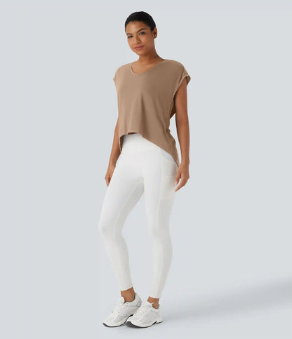 Crossover Asymmetric High-Low Hem Running Sports Top