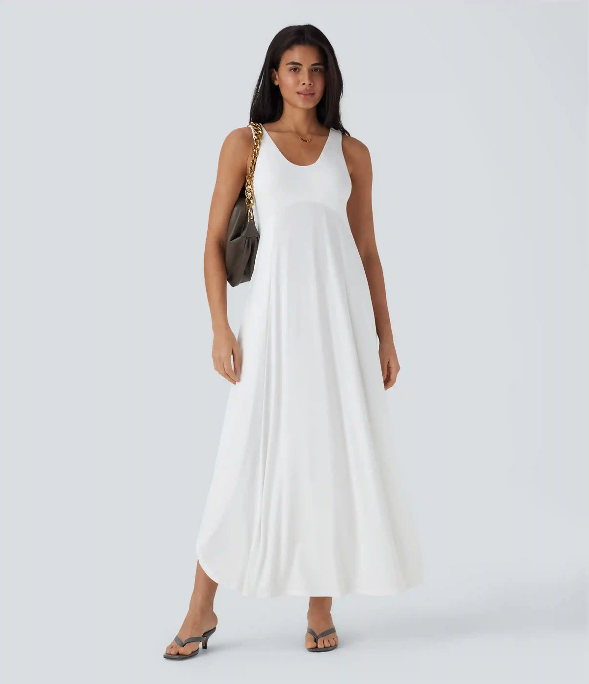 U Neck Flowy Maxi Casual Tank Dress