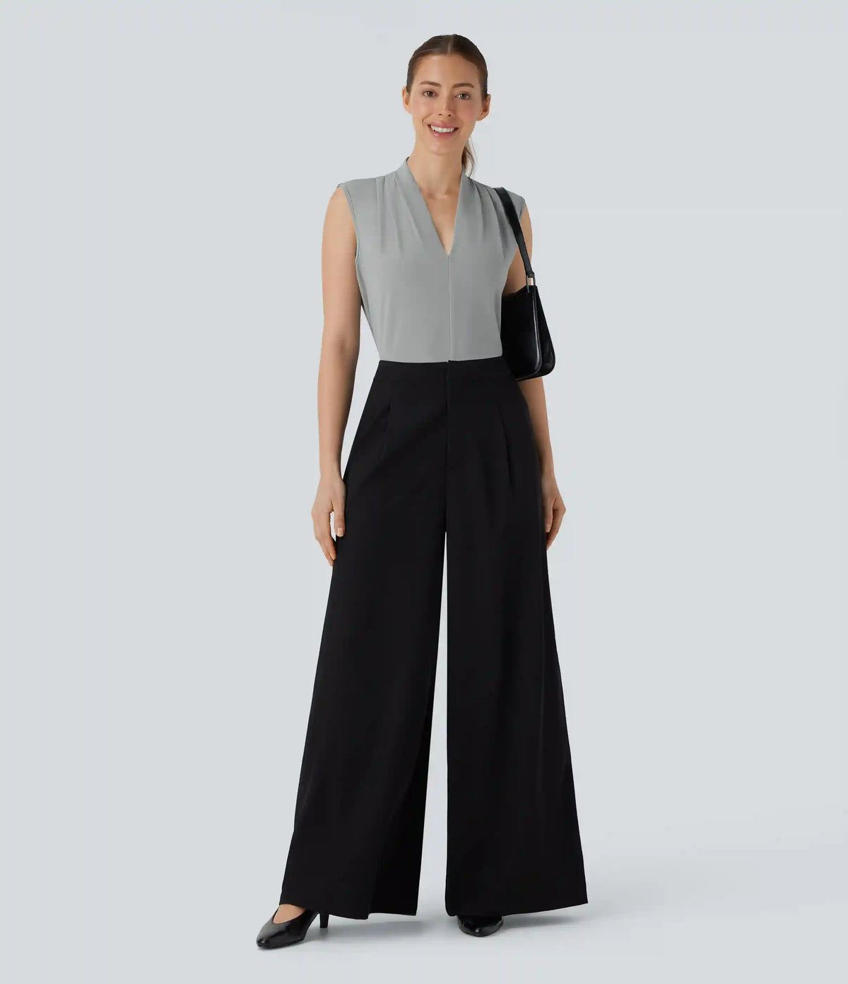 V Neck Sleeveless Work Blouse