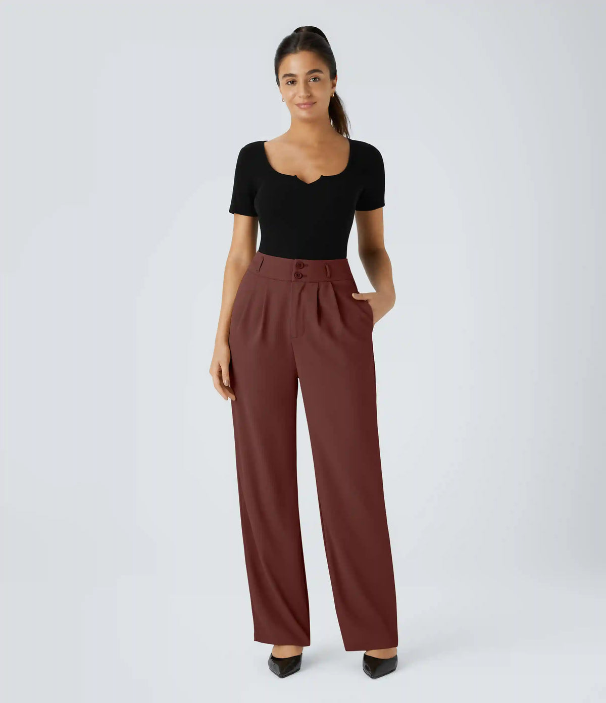 Halara Flex™ High Waisted Zipper Pocket Shirred Straight Leg Work Pants