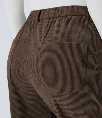 Mid Rise Zipper Pockets Corduroy Casual Joggers