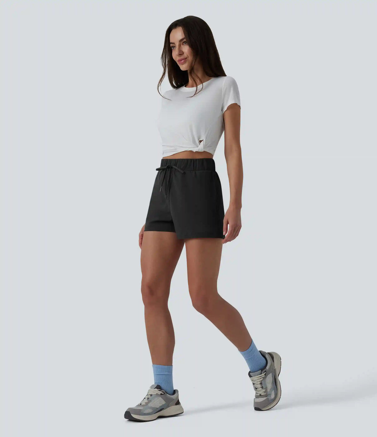 High Waisted Drawstring Quick Dry InstantCool Running Shorts 2.5'' with Pockets-UPF40+