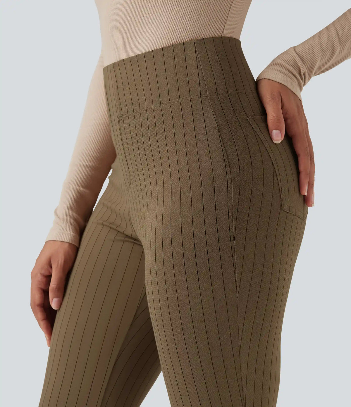 Halara Flex™ High Waisted Striped Work Flare Pants with Pockets