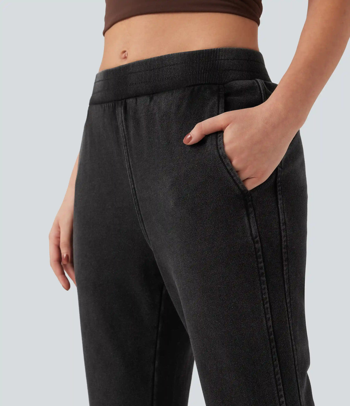 Halara Flex™ Mid Rise French Terry Casual Flare Sweatpants Jeans with Pockets