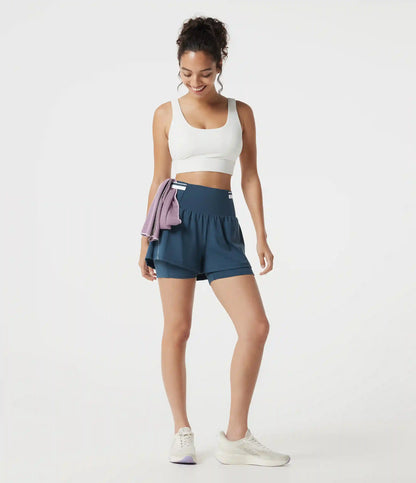 SoftlyZero™ Airy Reflective Super High Waisted Tummy Control 2-in-1 Cool Touch Workout Shorts 5'' with Pockets