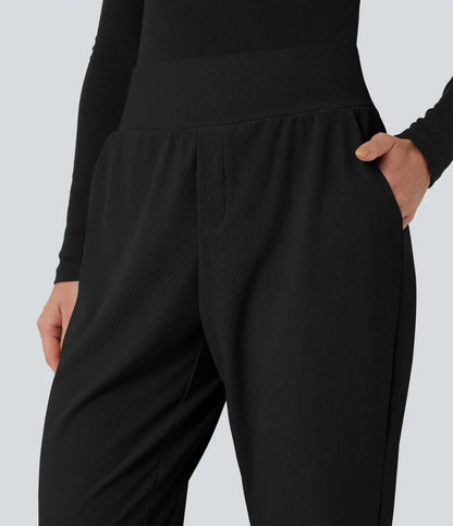 Halara Flex™ Mid Rise Tummy Control Micro Waffle Work Tapered Pants with Pockets