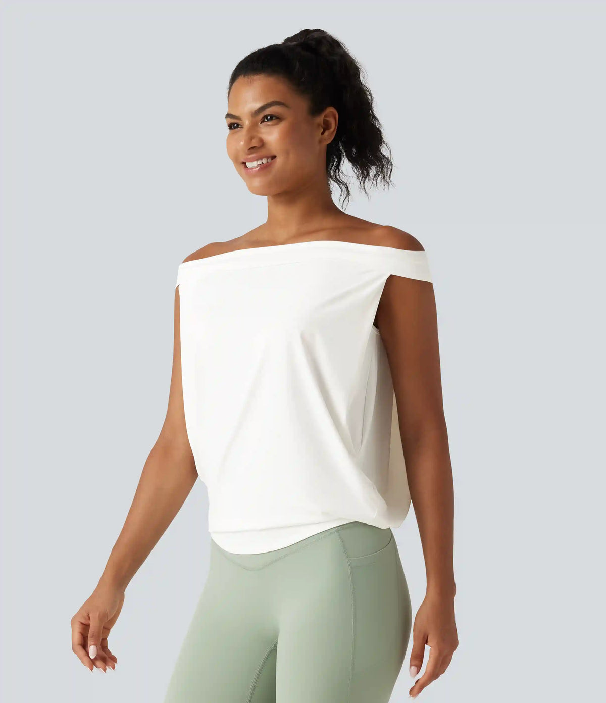 Off Shoulder InstantCool Workout Sports Top-UPF50+