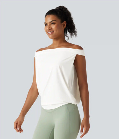 Off Shoulder InstantCool Workout Sports Top-UPF50+