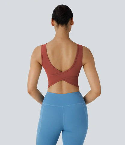 U Neck Crossover Barre Ballet Dance Tank Top A-D Cups