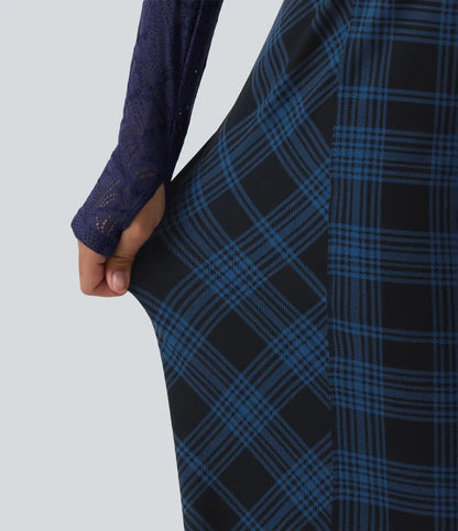 Halara UltraSculpt™ High Waisted Plaid Contrast Lace Baggy Casual Pants with Pockets
