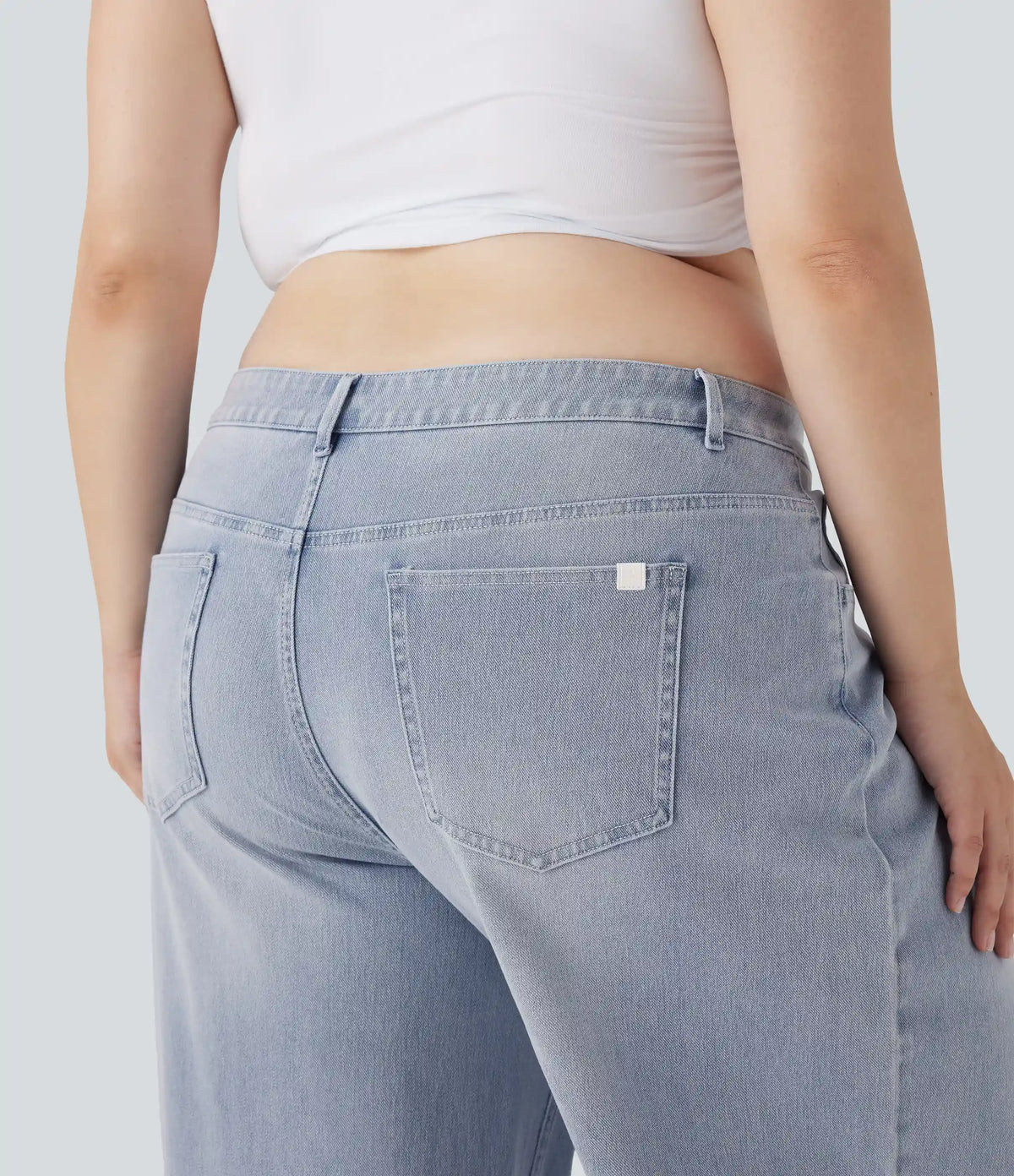 Plus Size Halara Flex™ Low Rise Wide Leg Washed Casual Jeans with Pockets