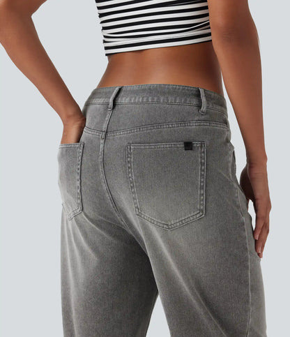 Halara Flex™ Mid Rise Straight Leg Casual Jeans with Pockets