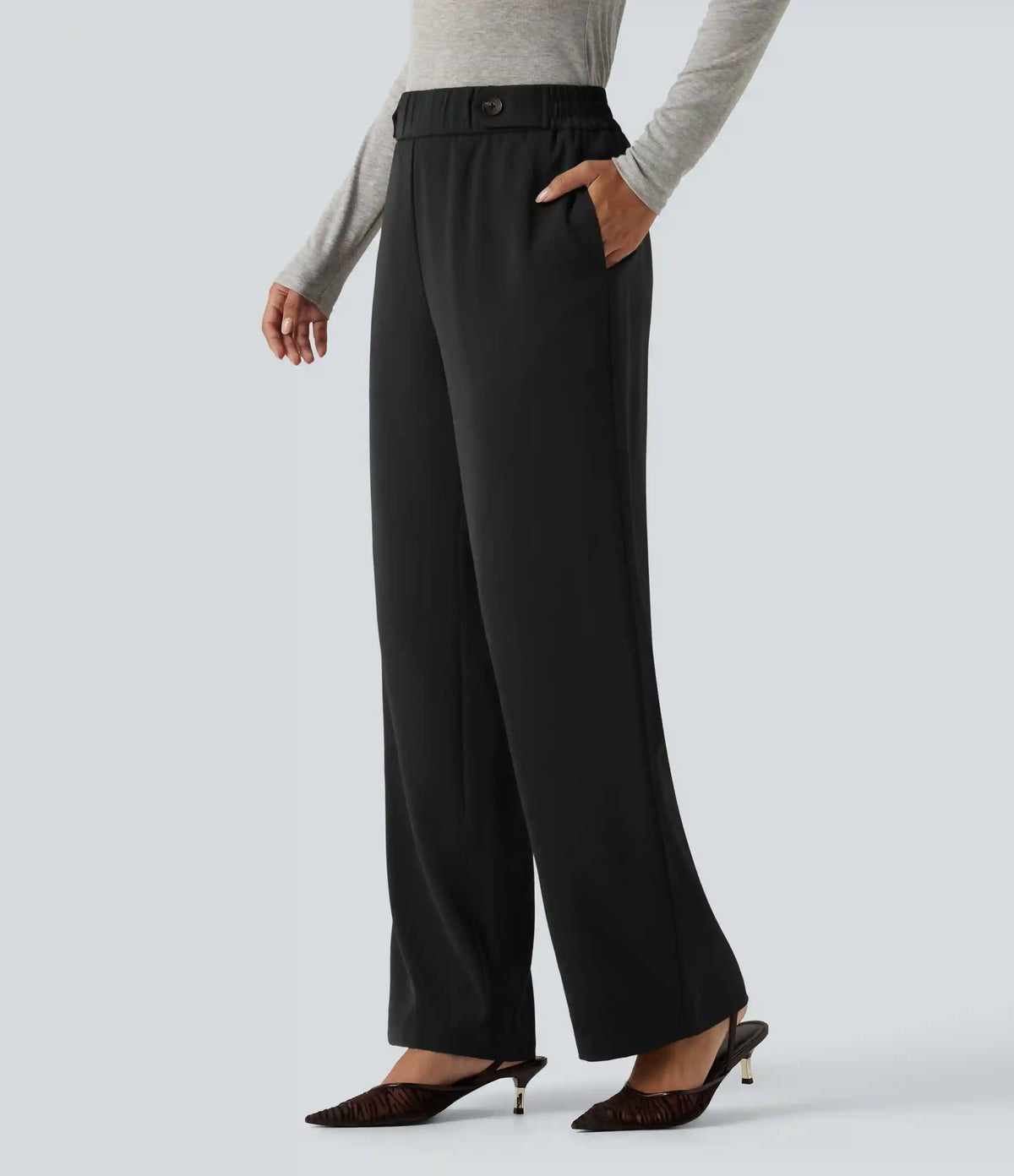 High Waisted Work Tapered Pants with Pockets